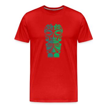 Cadeau de tatouage tribal polynésien Marquises Tiki - T-shirt bio Premium Homme - rouge - Devant - Damien (186cm)