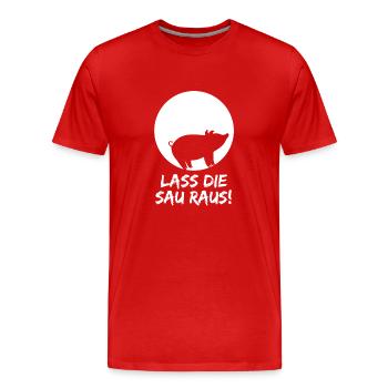 Lass die Sau raus! Veganismus - Tierschutz - Party - Männer Premium Bio T-Shirt - Rot - Vorne - Damien (186cm)