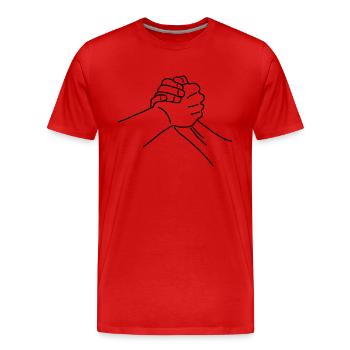 Poignée de main - T-shirt bio Premium Homme - rouge - Devant - Damien (186cm)