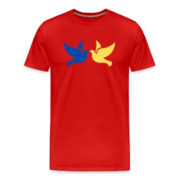 Ukraine Frieden Tauben - Männer Premium Bio T-Shirt - Rot - Vorne - Damien (186cm)