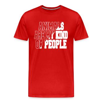 des dictons drôles citent une sensibilisation heureuse aux droits des animaux - T-shirt bio Premium Homme - rouge - Devant - Damien (186cm)