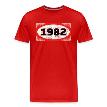 Année de naissance sur l’étiquette 1982 - T-shirt bio Premium Homme - rouge - Devant - Damien (186cm)