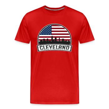 Horizon de Cleveland - T-shirt bio Premium Homme - rouge - Devant - Damien (186cm)