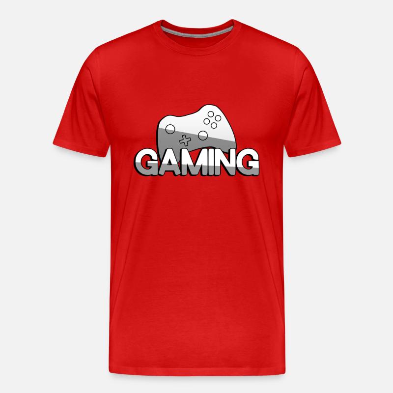 GAMING + Controller - Gaming - Männer Premium Bio T-Shirt - Rot