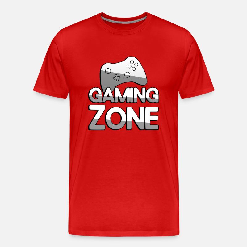 GAMING ZONE + Controller - Gaming - Männer Premium Bio T-Shirt - Rot