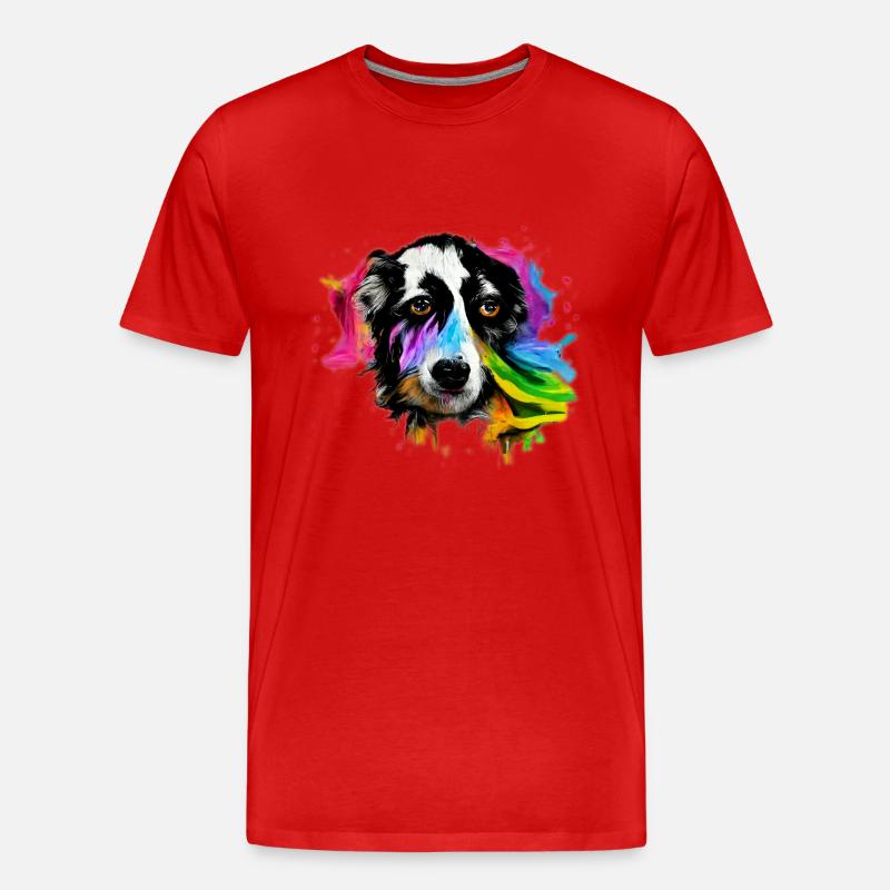 Australian Shepherd Design - bunt - Männer Premium Bio T-Shirt - Rot