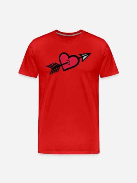 Arrow shot through heart - Men's Premium Organic T-Shirt - red