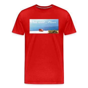 Ich will Meer - Männer Premium Bio T-Shirt - Rot - Vorne - Damien (186cm)