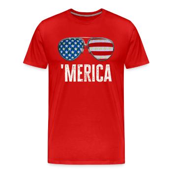 Merica USA Patriot Sonnenbrille Lustiges Geschenk - Männer Premium Bio T-Shirt - Rot - Vorne - Damien (186cm)