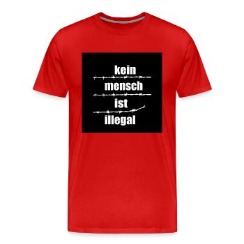 Kein Mensch ist illegal - Männer Premium Bio T-Shirt - Rot - Vorne - Damien (186cm)
