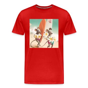 Mäuse im Strandurlaub - Männer Premium Bio T-Shirt - Rot - Vorne - Damien (186cm)