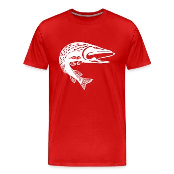 Motif de brochet sauteur pour les pêcheurs de brochet - T-shirt bio Premium Homme - rouge - Devant - Damien (186cm)