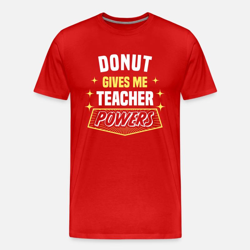 Donut Gives Me Teacher Powers Funny Professor - Männer Premium Bio T-Shirt - Rot