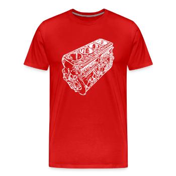 Ventilateur de cylindrée du bloc moteur automatique - T-shirt bio Premium Homme - rouge - Devant - Damien (186cm)