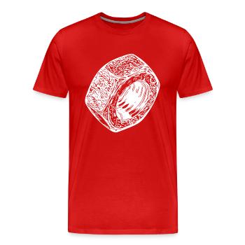 Surface lumineuse de l’écrou à vis - T-shirt bio Premium Homme - rouge - Devant - Damien (186cm)