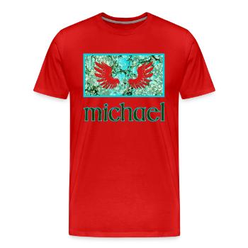 michael e 248 - Men's Premium Organic T-Shirt - red - Front - Damien (186cm)