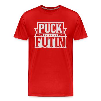 puck futin logo design - Men's Premium Organic T-Shirt - red - Front - Damien (186cm)