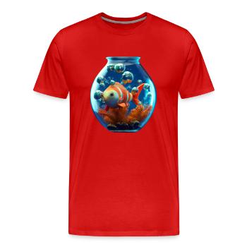 Goldfish in a fishbowl - Men's Premium Organic T-Shirt - red - Front - Damien (186cm)