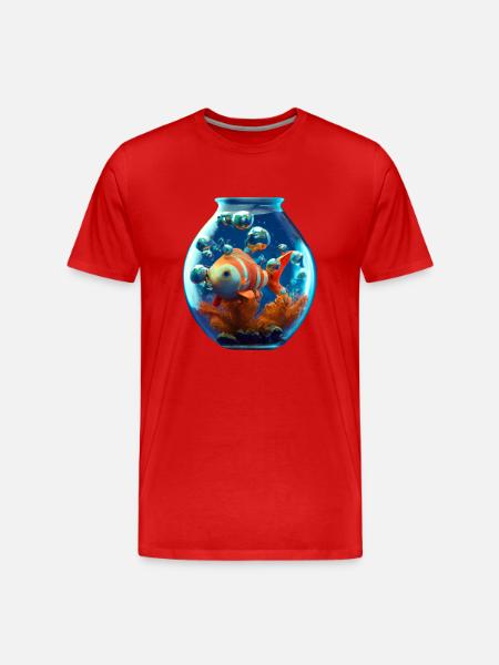 Goldfish in a fishbowl - Men's Premium Organic T-Shirt - red
