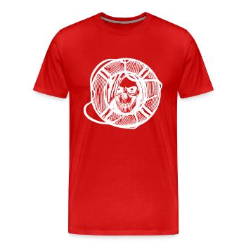 Rettungsring mit Totenkopf Bademeister Gesicht - Männer Premium Bio T-Shirt - Rot - Vorne - Damien (186cm)