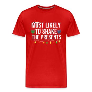 Les plus susceptibles de secouer les cadeaux - T-shirt bio Premium Homme - rouge - Devant - Damien (186cm)