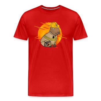 Pompier pompier Caypbara - T-shirt bio Premium Homme - rouge - Devant - Damien (186cm)