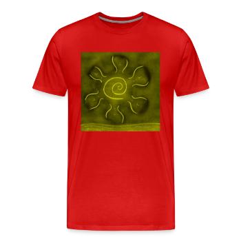 SOLEIL SUR LE DÉSERT JAUNE - T-shirt bio Premium Homme - rouge - Devant - Damien (186cm)