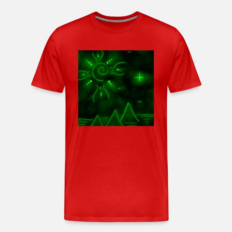 SONNE UND GRÜNE PYRAMIDEN - Männer Premium Bio T-Shirt - Rot