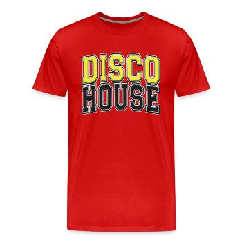 Disco House Varsity Style - Men's Premium Organic T-Shirt - red - Front - Damien (186cm)