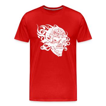Crâne de tatouage de tatouage souriant vintage - T-shirt bio Premium Homme - rouge - Devant - Damien (186cm)