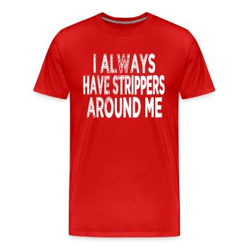 happy computer funny sayings caution - Men's Premium Organic T-Shirt - red - Front - Damien (186cm)