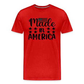 Fabriqué en Amérique - T-shirt bio Premium Homme - rouge - Devant - Damien (186cm)