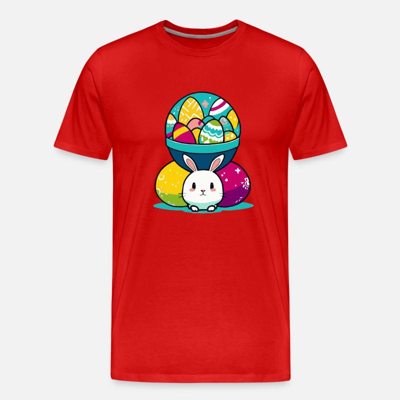 Osterhasen Ei mit Eierkorb - Männer Premium Bio T-Shirt - Rot