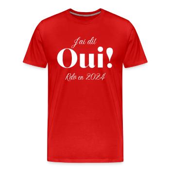 J'ai dit oui rendez vous en 2024 - T-shirt bio Premium Homme - rouge - Devant - Damien (186cm)