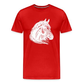 Juments Chevaux Portrait avec une crinière d’une beauté fantastique - T-shirt bio Premium Homme - rouge - Devant - Damien (186cm)