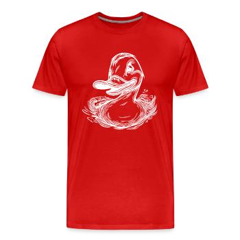 Canard nageur avec un grand bec - T-shirt bio Premium Homme - rouge - Devant - Damien (186cm)