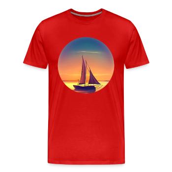 Voilier Sunset Design - T-shirt bio Premium Homme - rouge - Devant - Damien (186cm)