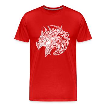 Dragon sifflant en robe à écailles de tatouage - T-shirt bio Premium Homme - rouge - Devant - Damien (186cm)