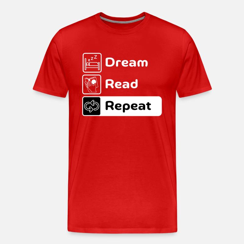 Dream Read Repeat - Männer Premium Bio T-Shirt - Rot