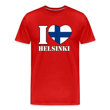 Ich liebe Helsinki - Männer Premium Bio T-Shirt - Rot - Vorne - Damien (186cm)