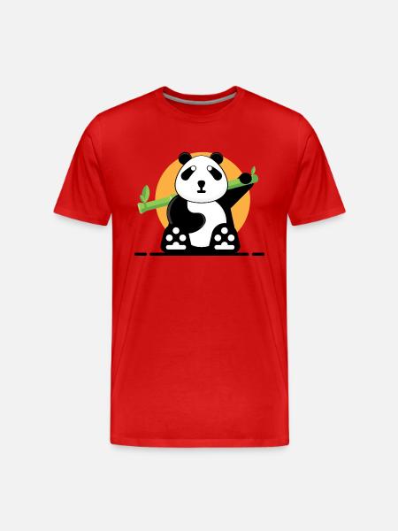 Panda en forêt. - T-shirt bio Premium Homme - rouge