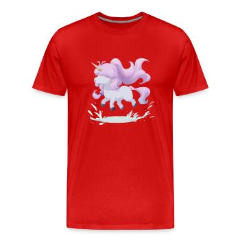Water fun with unicorn: the leap into pleasure - Men's Premium Organic T-Shirt - red - Front - Damien (186cm)