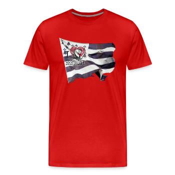 Flagge ich liebe Bretagne Hermelin Stamm roiD - Männer Premium Bio T-Shirt - Rot - Vorne - Damien (186cm)