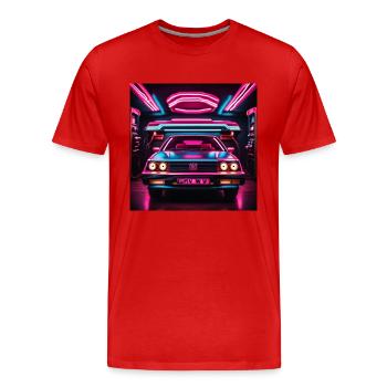 Neon car GMW - Men's Premium Organic T-Shirt - red - Front - Damien (186cm)