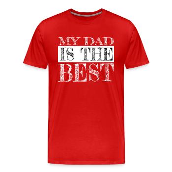 btc fun funny love present family crest amusing - Men's Premium Organic T-Shirt - red - Front - Damien (186cm)