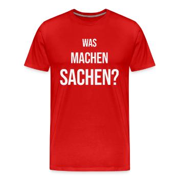 Was machen Sachen - Männer Premium Bio T-Shirt - Rot - Vorne - Damien (186cm)