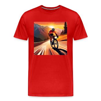 Pedal to the Summit - Men's Premium Organic T-Shirt - red - Front - Damien (186cm)