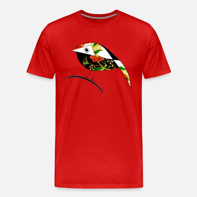 Bunter Vogel - Männer Premium Bio T-Shirt - Rot
