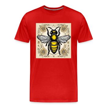Honigbiene - Männer Premium Bio T-Shirt - Rot - Vorne - Damien (186cm)