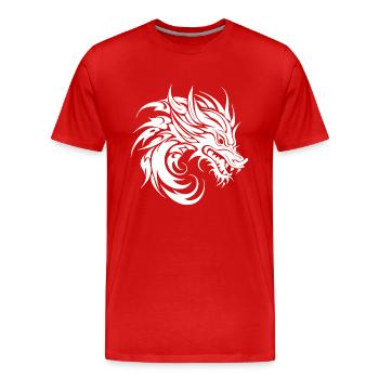 Tête de dragon de style tatouage sifflant dangereux - T-shirt bio Premium Homme - rouge - Devant - Damien (186cm)
